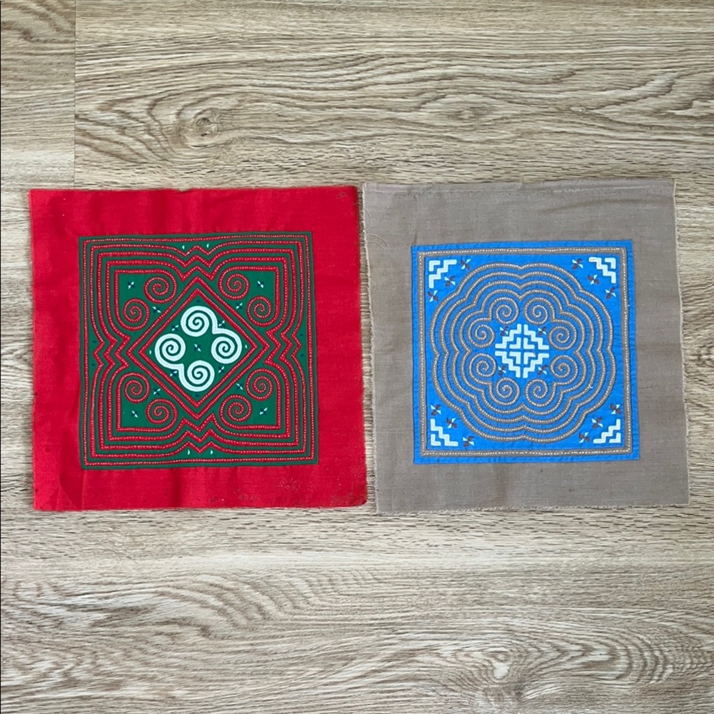 Set of Two Southeast Asian appliqué panels